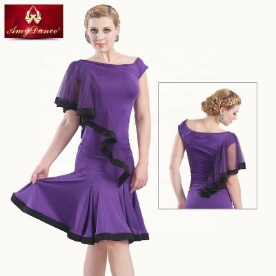 China Breathable Gorgeous Boat Neck One Sleeves With Tulle Trim Dance Wear Slim Fit Women for sale