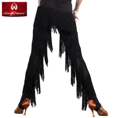 China Professional Latin Dance Pants Adult Women Cha Cha Latin Dance Pants With Fringe for sale