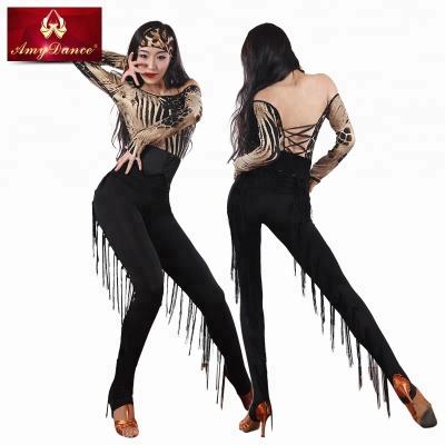 China Pants New Adult Women Sexy Slim Modern Practice Latin Dance Pants Fringed for sale