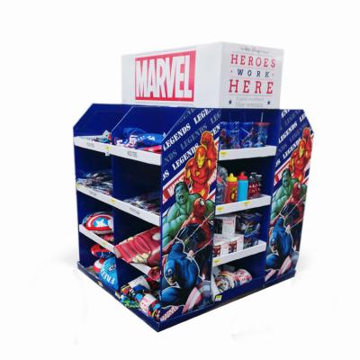 China Supermarket gift& recyclable toy promotion cardboard floor shelf, gift promotion supermarket cardboard pallet display for toy for sale