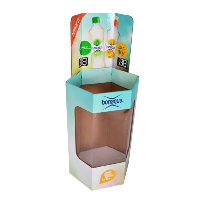 China Hot Sale CMYK Printing Cardboard Bins Beverage Bin Display/Drinks Water Bottle/Beverage Product Bin Display For Retail for sale