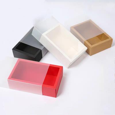 China Recycled Materials Cheap Clear Slide Custom Folding Lid Gift Box Drawer Box Packaging for sale