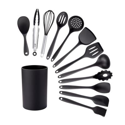 China Kitchen Viable Restaurant Family Outdoor Cooking Pure Silicone 12-13piece Set Dish Beater Food Tongs Spoon Leak Shovel for sale