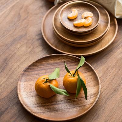 China Acacia Disposable Nordic Western Japanese Compote Tableware Food Fruit Dish Afternoon Tea Dim Sum Wooden Dish Shallow Wooden Dish for sale