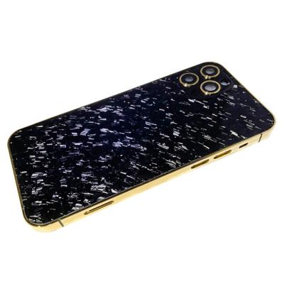 China 24ct real gold plating Custom housing design plating real gold plating housing with random forgework patterns gold frame for iPhone 11&12 &13pro max for sale