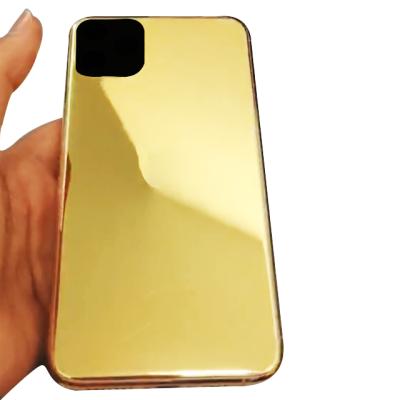 China High Protective For iPhone11 Pro Gold Plated Stainless Steel Real Phone Housing Metal Housing for sale