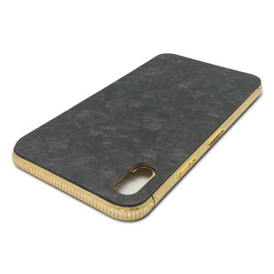 China 24k Gold Metal Frame Housing with Forged Carbon Fiber Back Cover for iPhone X for sale