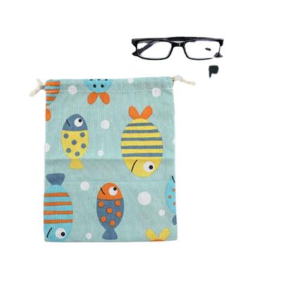 China Handmade Gift Cartoon Pattern Cotton And Cloth Canvas Moistureproof Bag Mouth Package Drawstring Jewelry Storage Dustproof Bag for sale