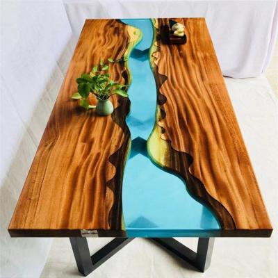 China Adjustable (height) Luxury style Walnut wood Beach Design Dining table counter top restaurant table Resin Epoxy table for sale