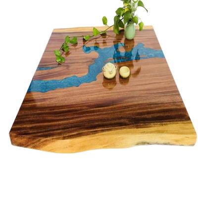 China Adjustable (height) Factory Direct Price Restaurant Solid Walnut Wood Kitchen Dinner Epoxy Resin Slab Dining River Table Top for sale