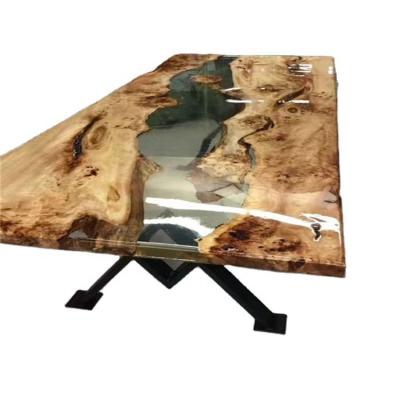 China Adjustable (height) Factory Direct Price Restaurant Solid Walnut Wood Kitchen Epoxy Resin Slab River Dining Dinner Table Top for sale