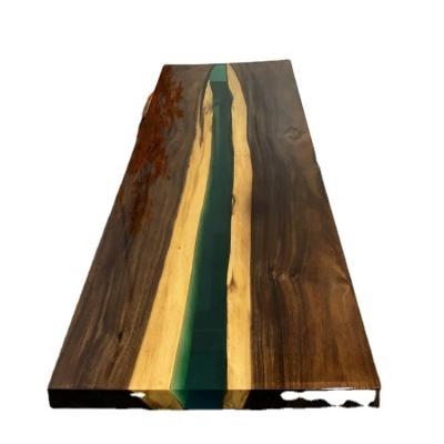 China Adjustable (height) Dining Room Furniture Factory Direct Restaurant Solid Walnut Wood Kitchen Epoxy Resin Slab River Dining Table Top for sale