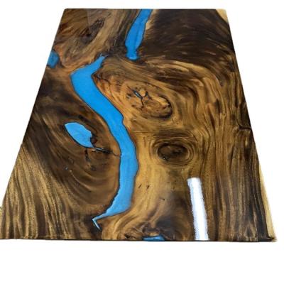 China Adjustable (height) Factory Direct Price Restaurant Solid Walnut Kitchen Dinner Epoxy Resin Slab River Dining Wood Table Top for sale