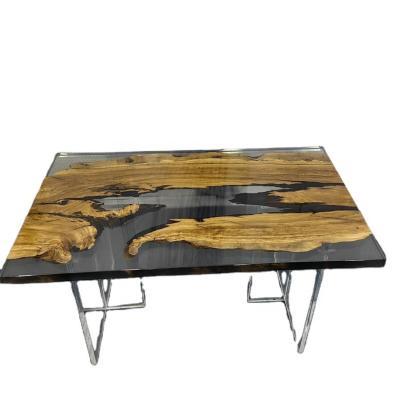 China Adjustable (height) Favorable Price Factory Popular New Products Modern Dining Epoxy Resin Wood River Restaurant Kitchen Table for sale