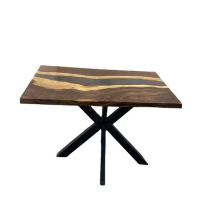 China Adjustable (height) Favorable Price Factory Popular New Products Modern Dining Wood River Kitchen Walnut  Epoxy Resin Restaurant Table for sale