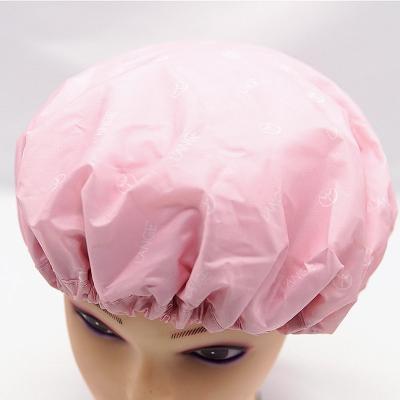 China Customized Customized Reusable Double Layer Shower Cap Bath Accessories Waterproof Breathable Ladies Shower Cap With Elastic for sale