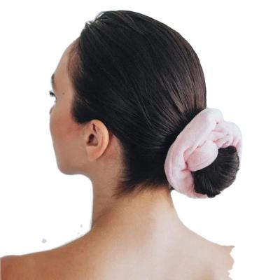 China Clean Custom Printed Pink Tape Stretched Hair Scrunchie for sale