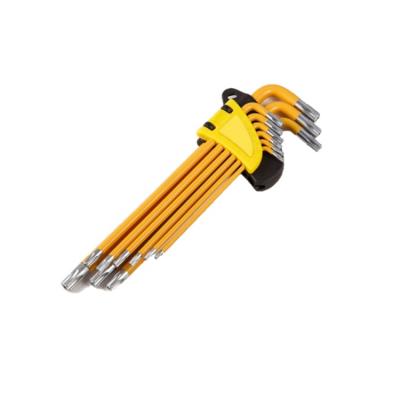 China Rench 9Pcs Quality Guaranteed Low Price Set Long Arm Allen Gold Hex Key Set for sale