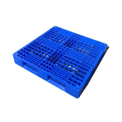 China Plastic Pallet 1000x1000 Grid Surface Single Sided Stackable Plastic Pallet Price Six Runners for sale