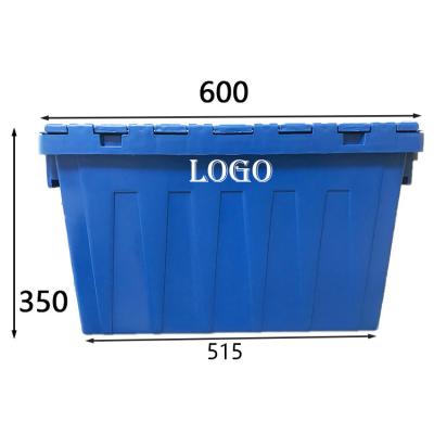 China Solid Stackable Heavy Duty Stackable Plastic Box Turnover Foldable Container Tied Lid Logistics Moving Box for sale