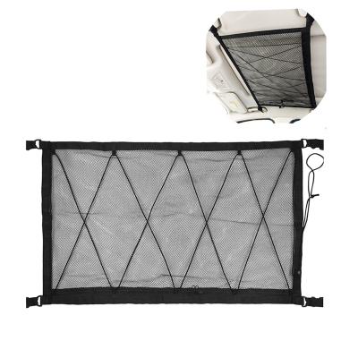 China Durable Adjustable Durable Car Roof Pocket Cargo Net Ceiling Car Interior Cargo Net With Zipper Ceiling Storage Bag for sale