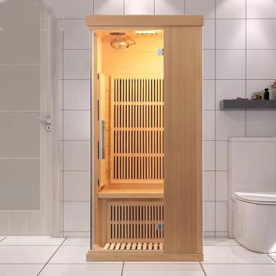 China Computer Control Panel Customized Modern 1 Person Near Far Infrared Wooden Mini Sauna Cabinet Steam Sauna Room Home Use For Sale for sale