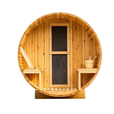 China Computer Control Panel Finnish Wooden Pine Barrel Sauna Room With Wood Burning Or Electric Stove Work Out Barrel Staem Sauna for sale