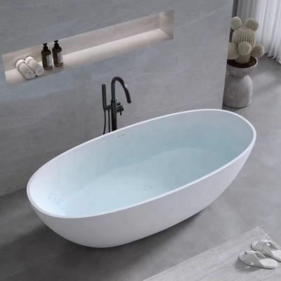 China Modern Luxury Oval Freestanding Bathroom Stone Standing Solid Outdoor Bathtub for sale