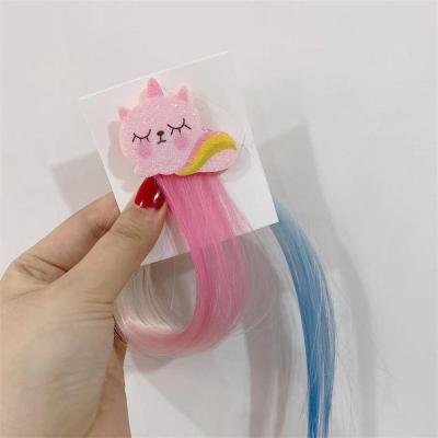 China Cute Popular Children's Cartoon Wig Hairpin Unicorn Hairpin Baby Girl Side Clip Bangs Clip Hair Accessories for sale