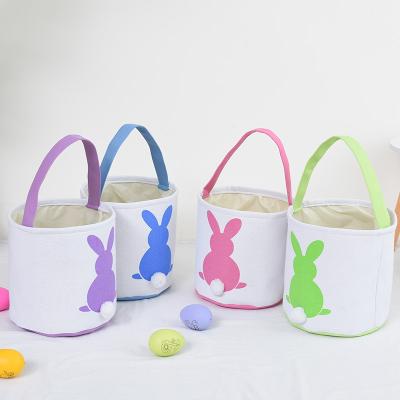 China 2022 Creative New Arrival Eco-Friendly Materials Eco-Friendly Materials New Arrival Eco-Friendly Materials Plush Rabbit Ear Rabbit Ear Bunny Tail Rabbit Storage Basket Easter Egg Decoration Bucket for sale