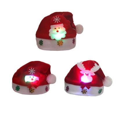 China European and American Old Man Adult Snowman Hat Cartoon Christmas Children's Decorations Christmas Style Glowing Hat for sale