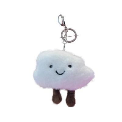 China Beautiful Cloud Couples Gift 10cm School Children White Cloud Bag Pendant Soft Plush Key Chain Key Chain for sale