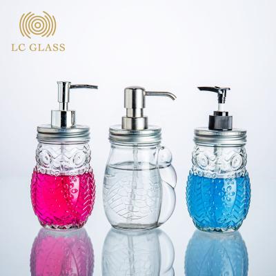 China Foam Soap Dispenser Glass Mason Jar Soap Dispenser Bottle with 500ml Liquid Soap Bottle and Hand Wash Liquid Bottle for sale