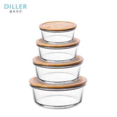 China Heatable Glass Food Containers, Airtight Glass Bento Boxes, BPA Free and Leak Proof Storage Glass Jar with Bamboo Lid for sale