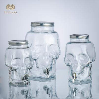 China Viable Wholesale Design Skull Shape Glass Beverage Dispenser With 1-Gallon for sale