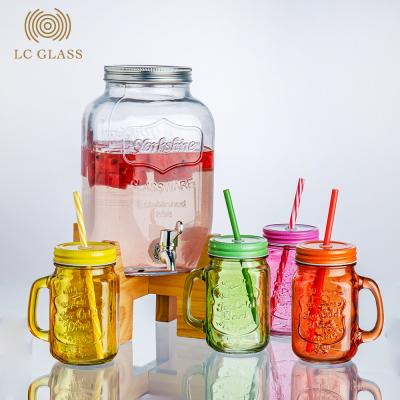 China Wholesale Viable Mason Jar 4L/1Gallon Glass Beverage Dispenser With Metal Lid For Juice Beer for sale