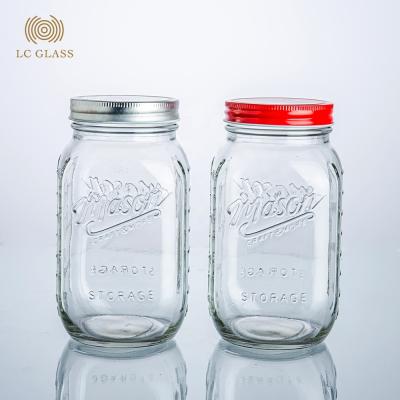 China Viable 32OZ Mason Jar Drinking Glass And Mason Jar With Lid for sale