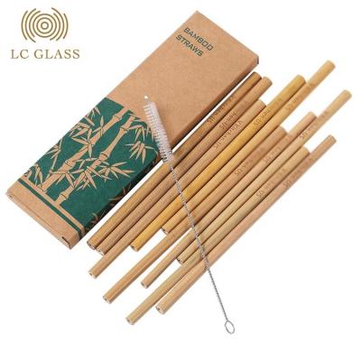 China 2020 popular eco-friendly reusable natural bamboo straws and 10pcs pack with brush for sale