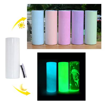 China Hot Sale Disposable Vacuum Insulated Stainless Steel Mugs Upright UV Color Change With Glow In The Dark Tumblers for sale