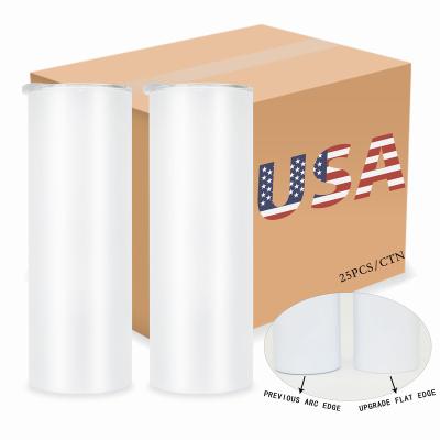 China Viable US Warehouse Sublimation Blanks 20Oz Double Wall Tumblers Right Angle Flat Arc Lean Large Straight Edge Blank For Sublimation for sale