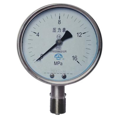 China Wholesale Stainless Steel Case New Customized Stainless Steel Pressure Gauge Water Pressure Gauge 10 Bar for sale