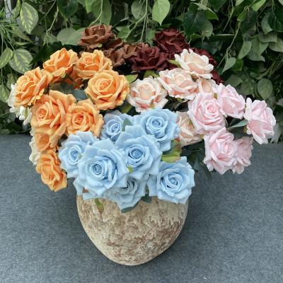 China Cheap Wholesalers Simulation Silk Nora Fabric 9 Roses Artificial Flower For Home Decor for sale