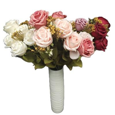 China Manufacturer Wholesale 11 Silk Melaleuca Rose Bouquet Artificial Flowers Decorative Launch Ties Artificial Rose for sale