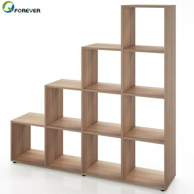 China (Other)Adjustable Wooden Book Display Rack Ladder Shelf Bookcase With Open Cubes Storage Shelf for sale