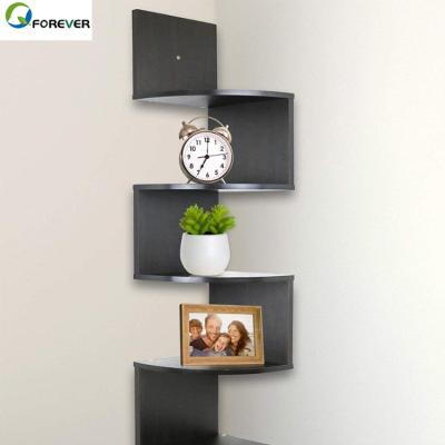 China Wall Mount 5 Tier Adjustable Shelf Display Storage Wood Corner Wall Shelves for sale