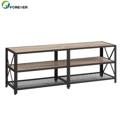 China Home Living Room Industrial Style Storage Space Entertainment Center Table (Other) Steel View TV Stand Adjustable for sale