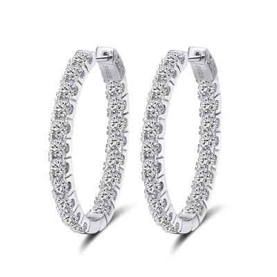 China High Quality Custom Small Romantic Hoop Earring 3 Layers Rhodium Plated 925 Sterling Silver Oval Romantic Hoop Earrings for sale