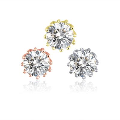 China Manufacturer Professional Romantic Stud Earrings S925 Sterling Sliver Fine Jewelry White /Gold/ Rose Gold Romantic Round CZ from China Factory for sale