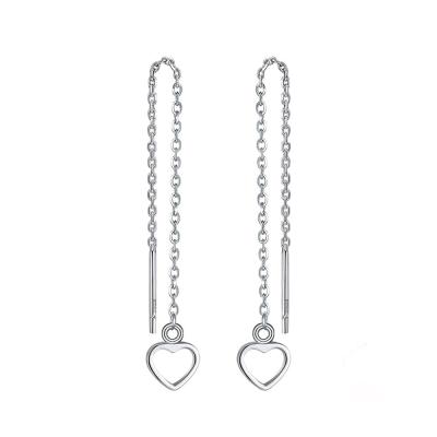 China Cute High Quality Thin Jewelry Earrings 3 Layers Rhodium Plated 925 Sterling Sliver Heart Long Drop Earrings For Women for sale