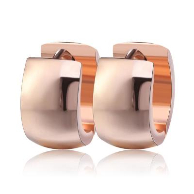 China China Factory Custom Supplier TRENDY Large 316L Stainless Steel Silver 2021/Trendy Rose Gold Round Thick Hoop Earring For Women for sale